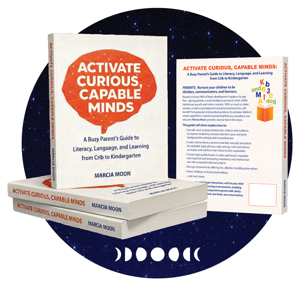 Activate Curious, Capable Minds — stack of books with one standing upright